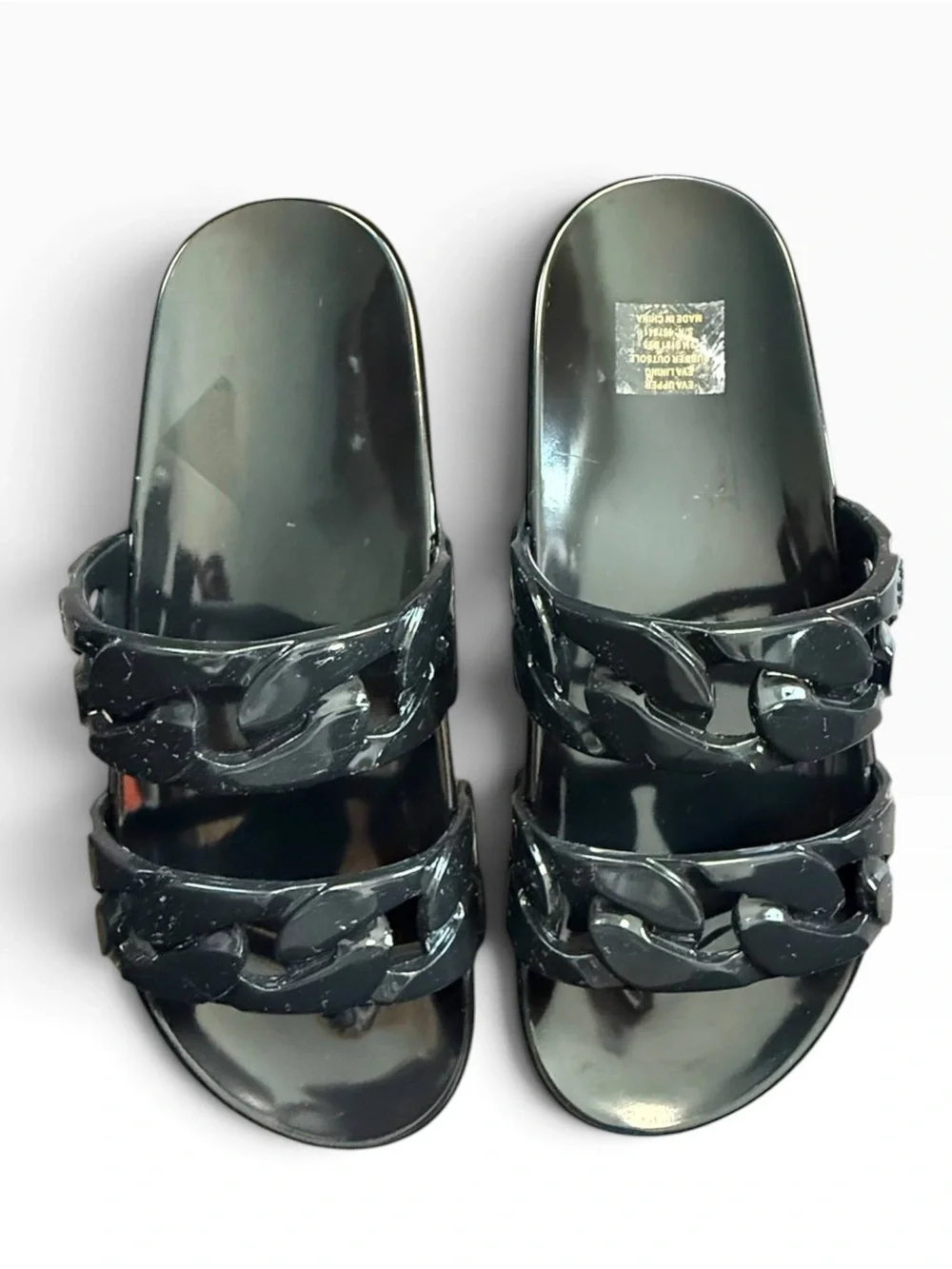 Tory Burch Adrien Jelly Slide Women's Black Chain Sandals Size 9 New